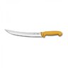 Prerážací nôž Victorinox Swibo s 22 cm dlhou čepeľou a žltou polypropylénovou rukoväťou, ergonomicky tvarovanou pre jednoduchú manipuláciu.